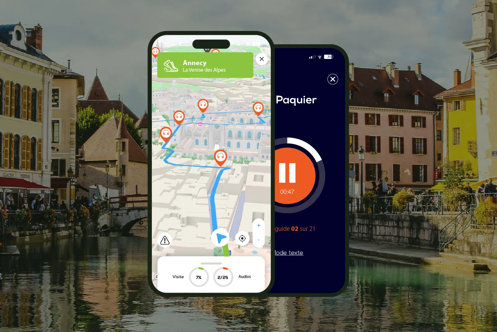 Annecy Visite audioguidée à pied 1h et 20 commentaires audios