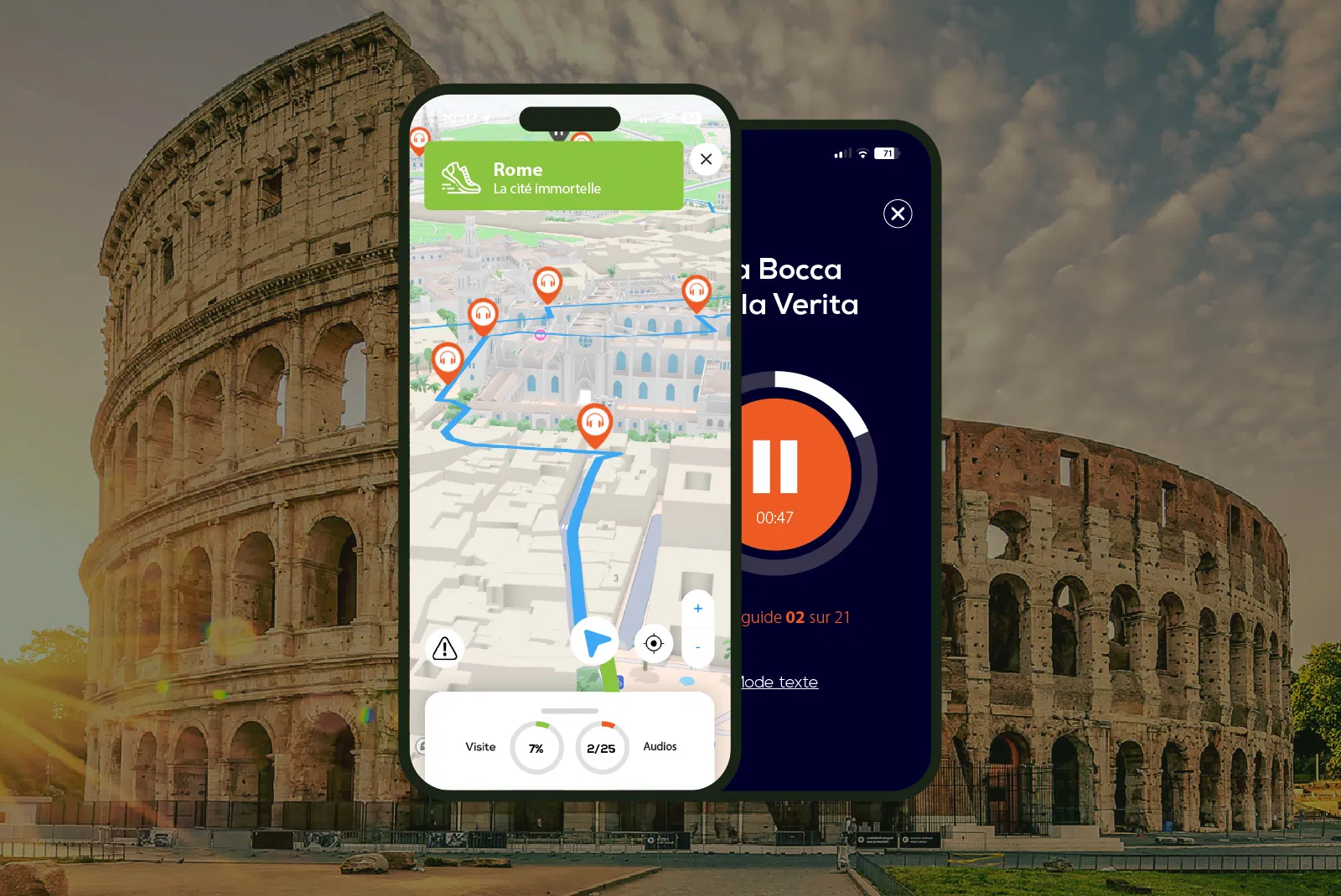 Rome Visite audioguidée à pied 2h40 et 23 commentaires audios