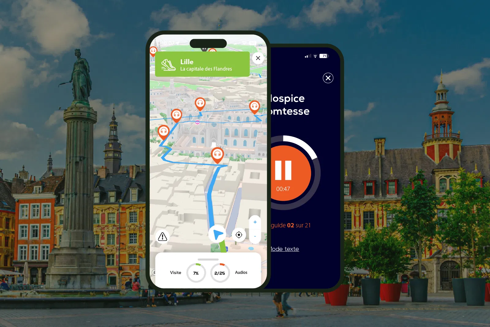 Lille Visite audioguidée à pied 2h30 et 22 commentaires audios
