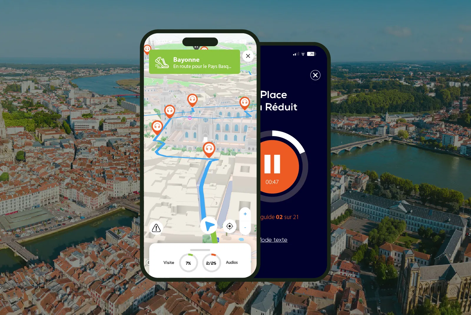 Bayonne Visite audioguidée à pied 1h20 et 22 commentaires audios
