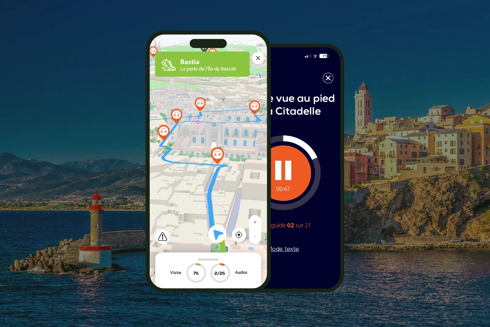 Bastia Visite audioguidée à pied 1h30 et 21 commentaires audios
