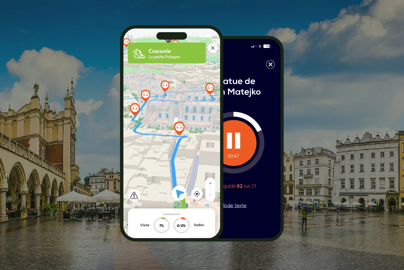 Cracovie Visite audioguidée à pied 1h50 et 17 commentaires audios