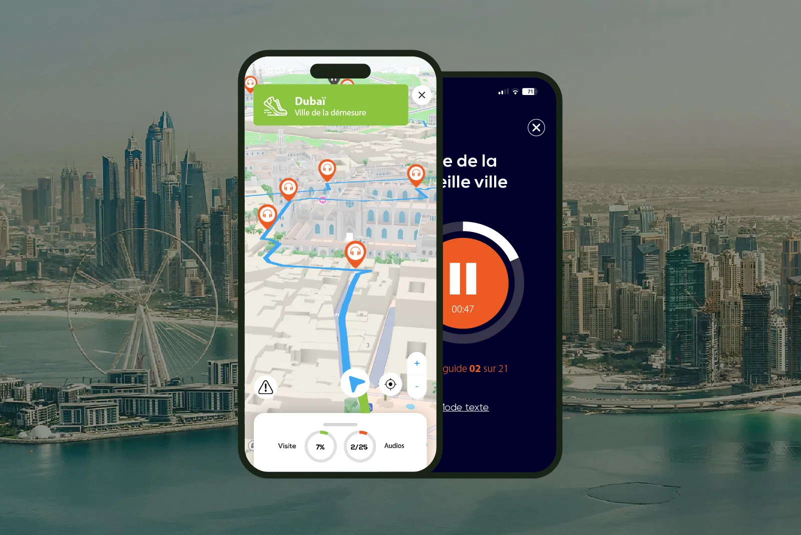 Dubaï Visite audioguidée à pied 1h00 et 9 commentaires audios