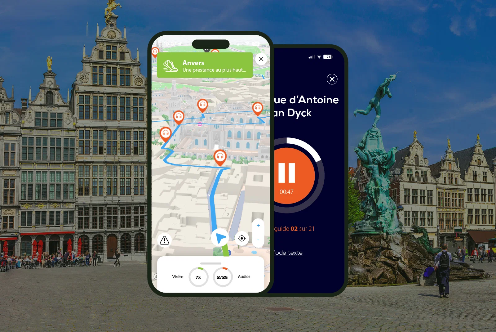 Anvers Visite audioguidée à pied 2h15 et 21 commentaires audios