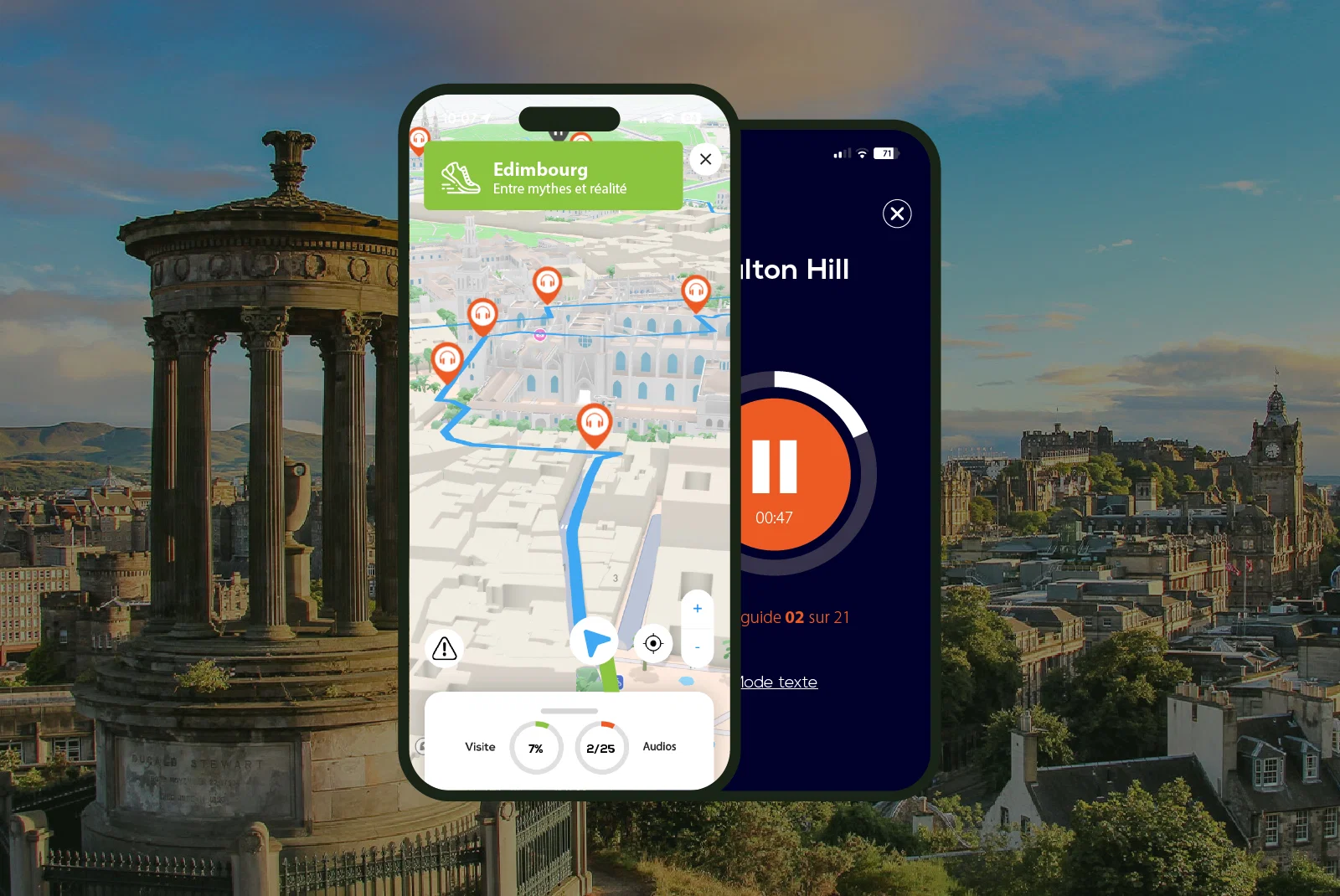 Edimbourg Visite audioguidée à pied 3h30 et 24 commentaires audios