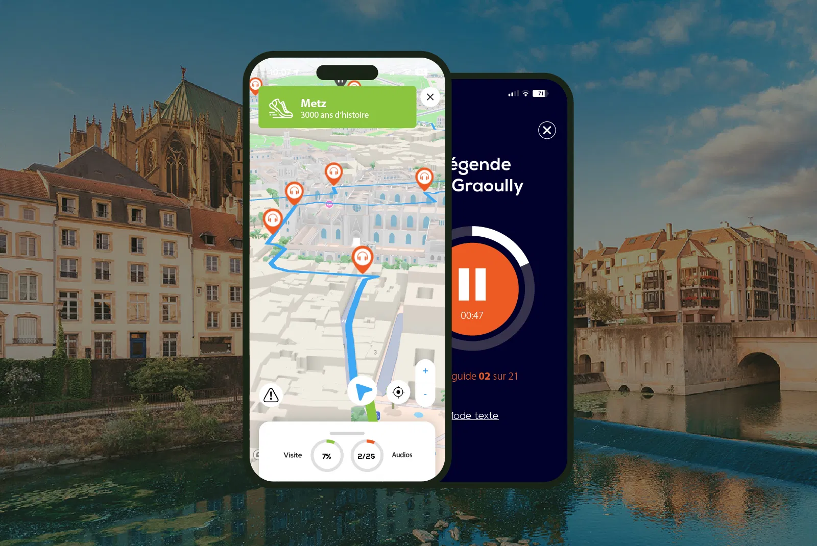 Metz Visite audioguidée à pied 3h15 et 27 commentaires audios