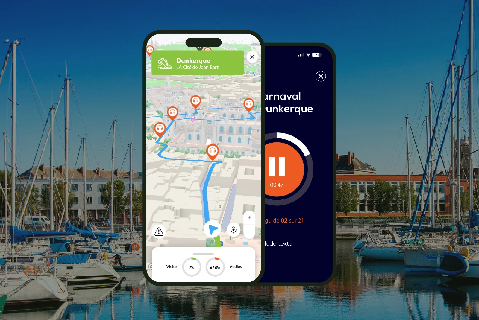Dunkerque Visite audioguidée à pied 3h10 et 22 commentaires audios