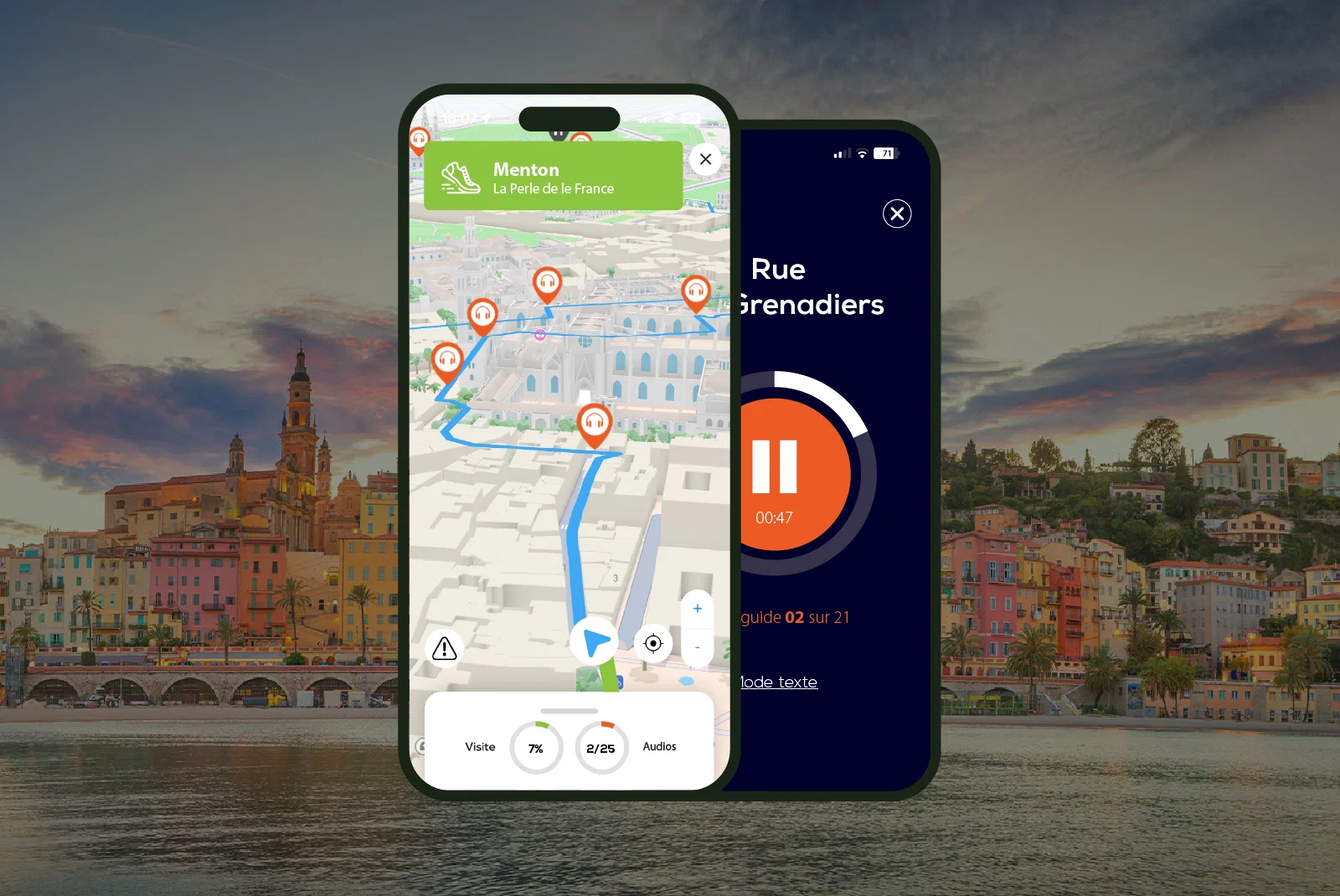 Menton Visite audioguidée à pied 2h00 et 22 commentaires audios