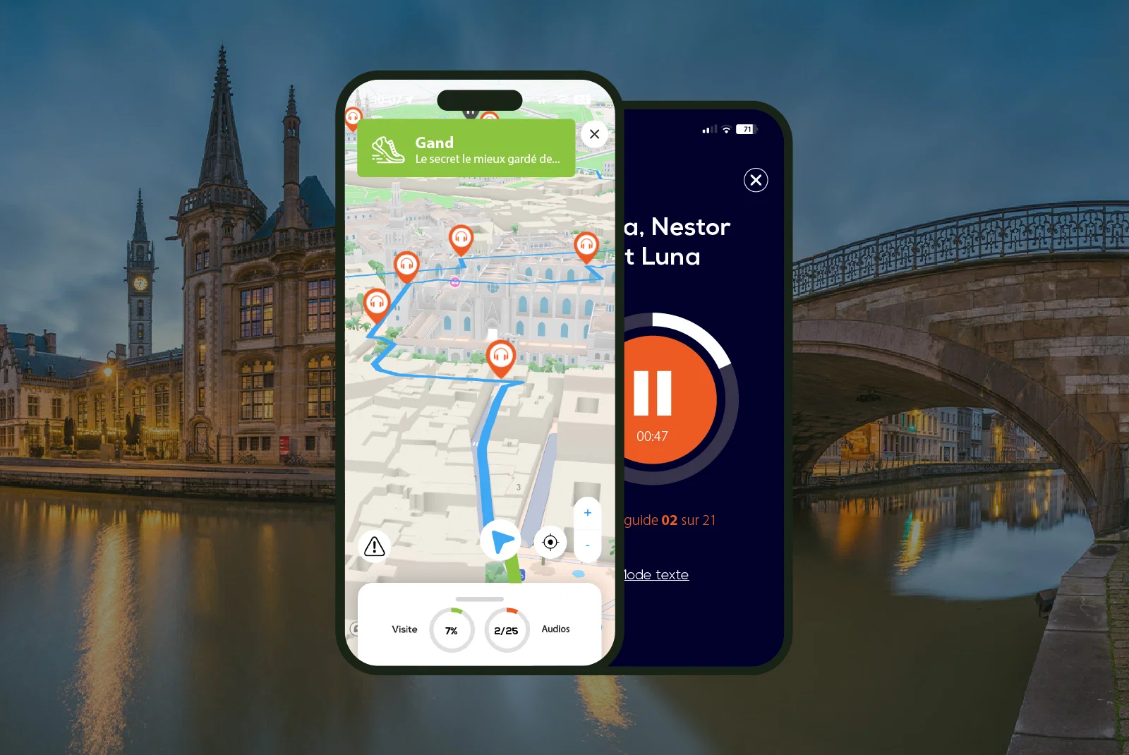 Gand Visite audioguidée à pied 1h10 et 19 commentaires audios