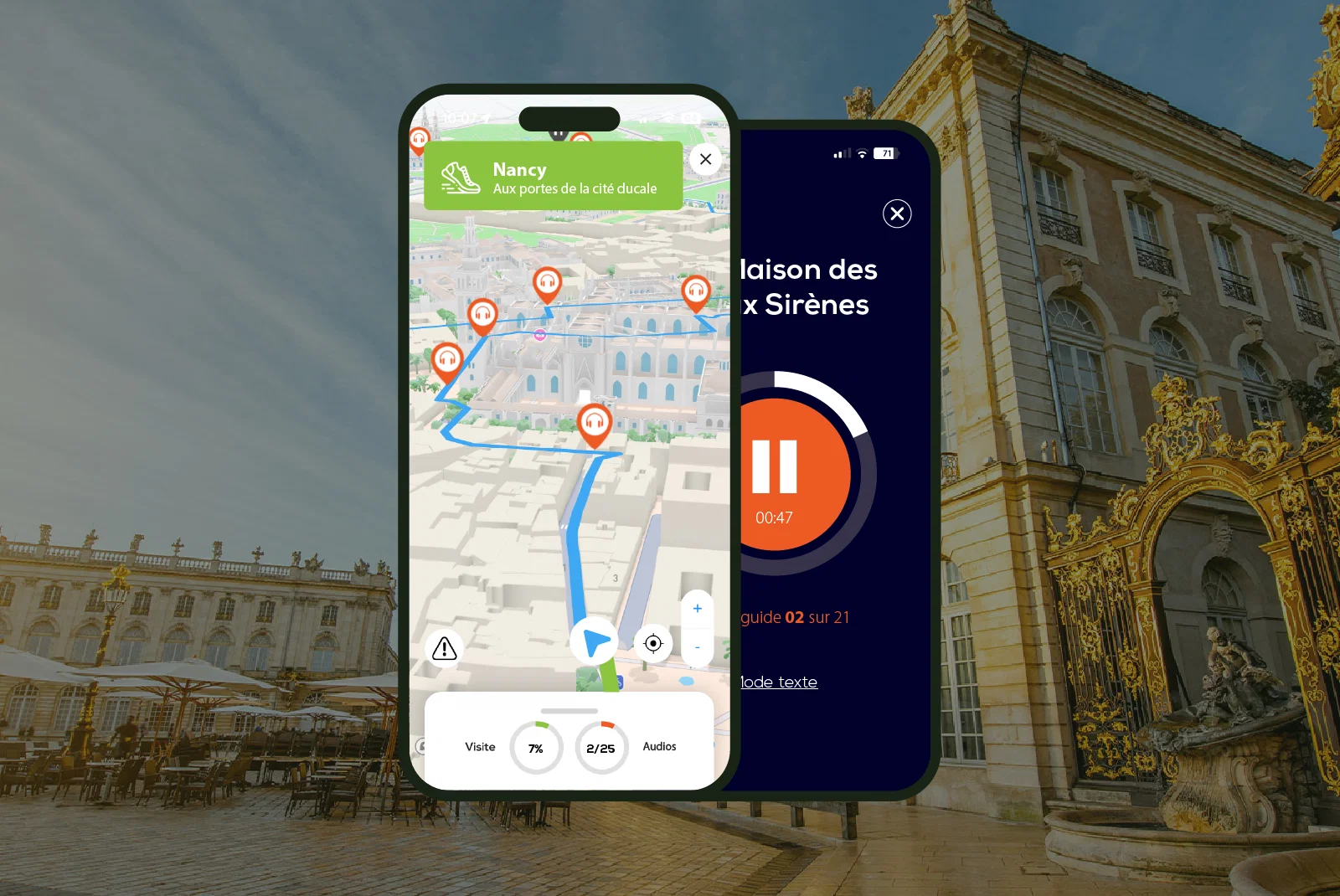 Nancy Visite audioguidée à pied 1h40 et 27 commentaires audios