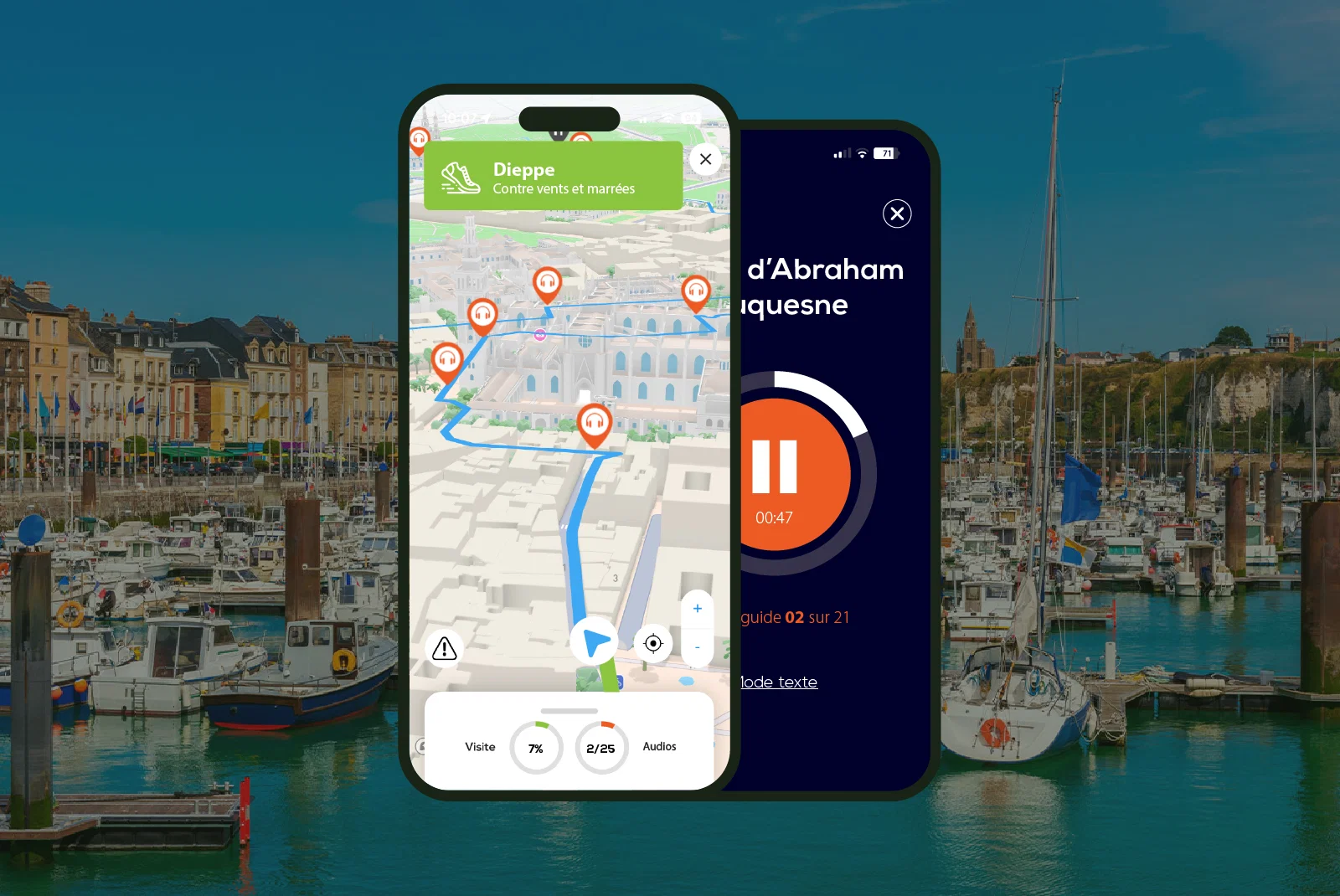 Dieppe Visite audioguidée à pied 2h et 22 commentaires audios