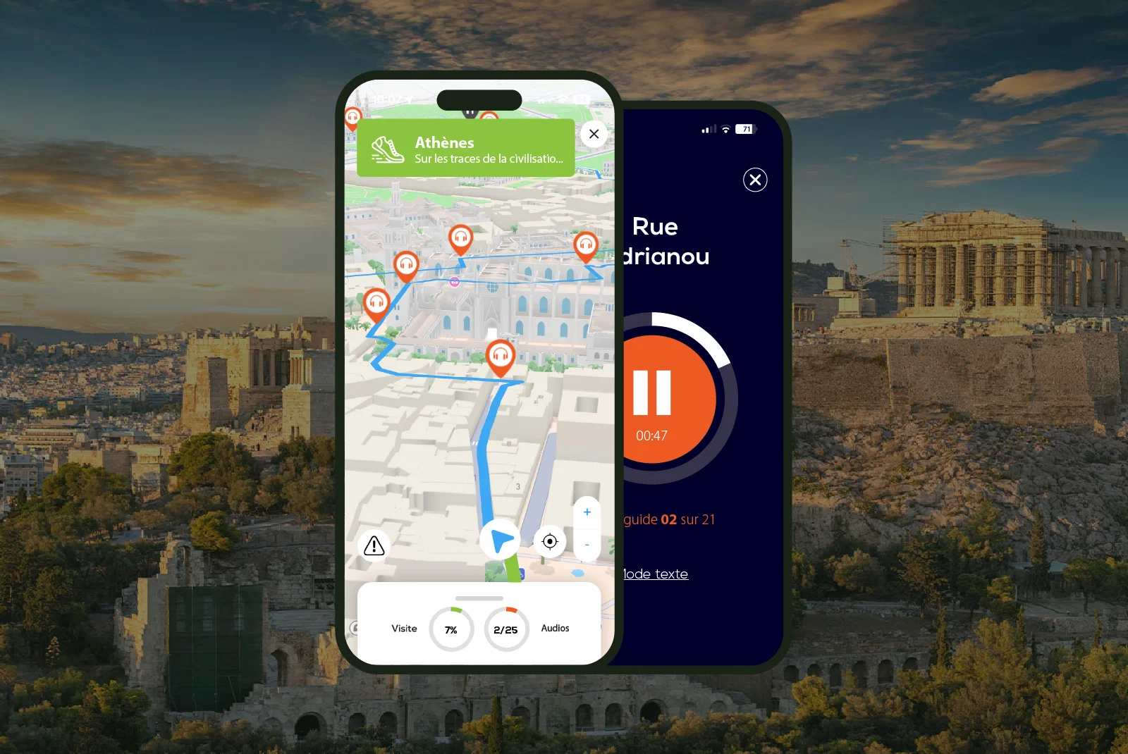 Athènes Visite audioguidée à pied 3h20 et 29 commentaires audios