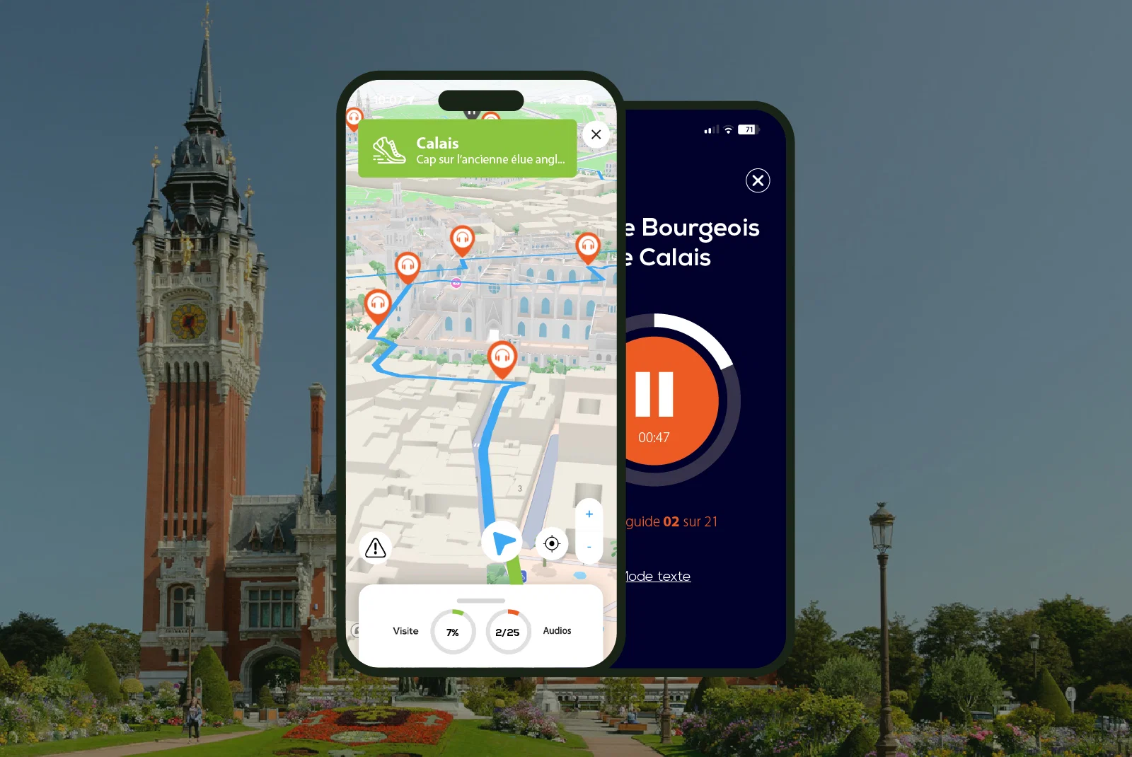 Calais Visite audioguidée à pied 2h15 et 24 commentaires audios