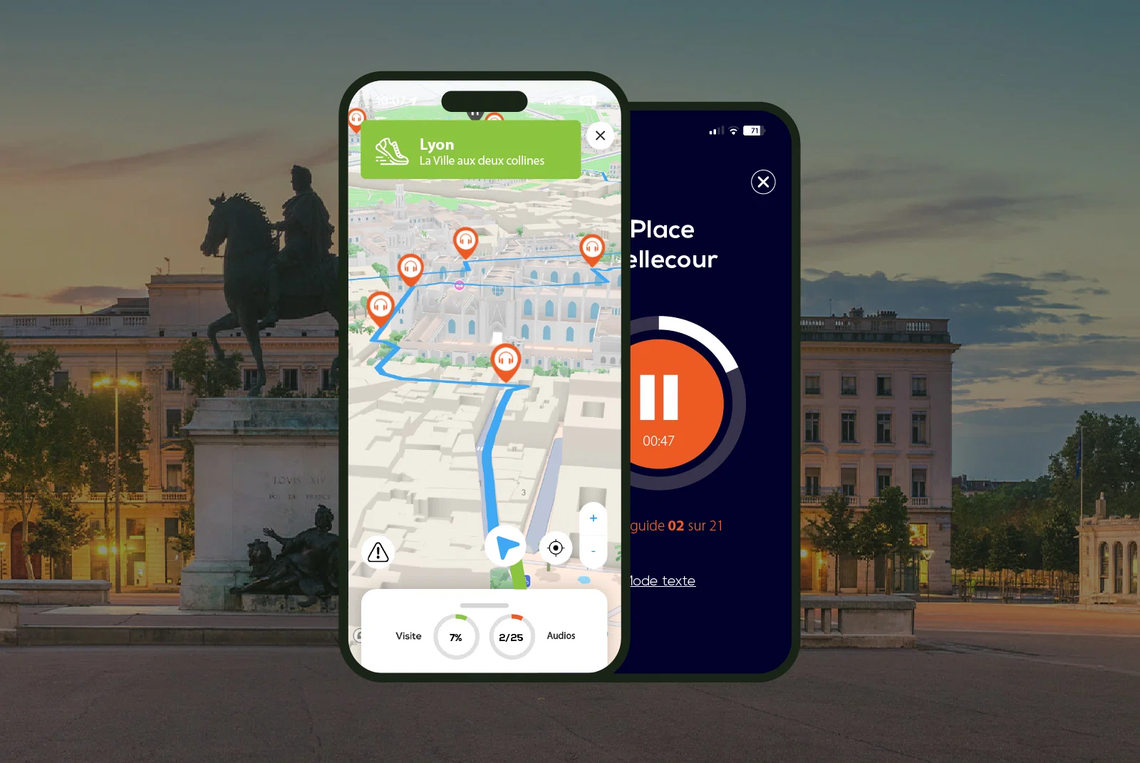 Lyon Visite audioguidée à pied 3h30 et 26 commentaires audios