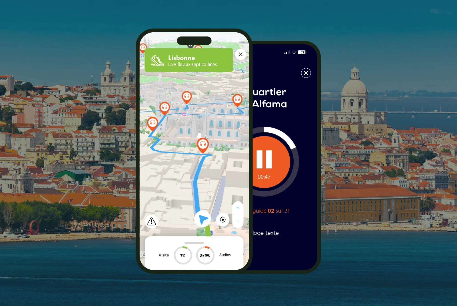 Lisbonne Visite audioguidée à pied 2h50 et 24 commentaires audios