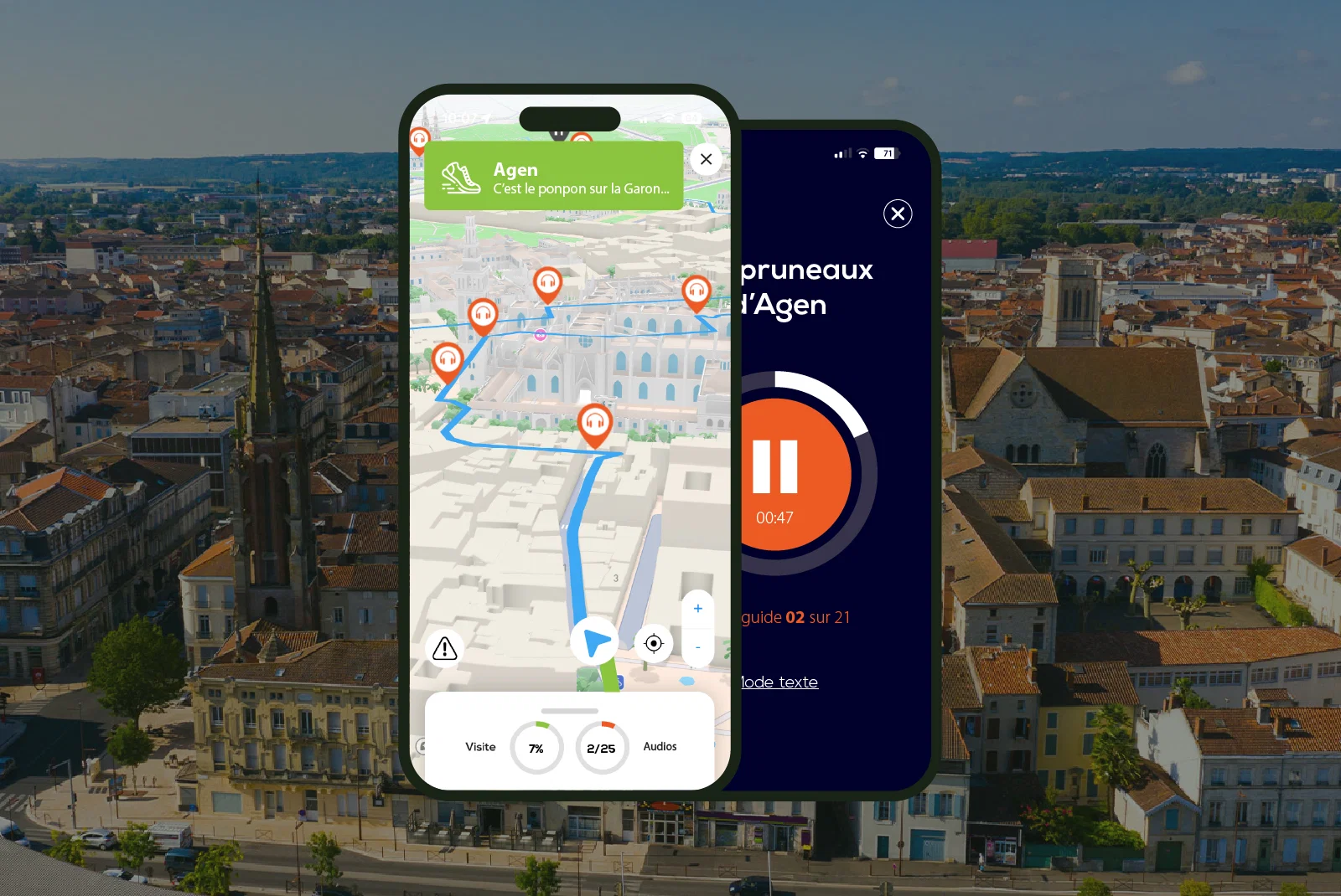 Agen Visite audioguidée à pied 1h15 et 19 commentaires audios