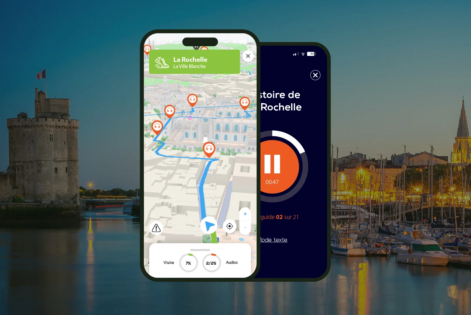 La Rochelle Visite audioguidée à pied 2h30 et 26 commentaires audios