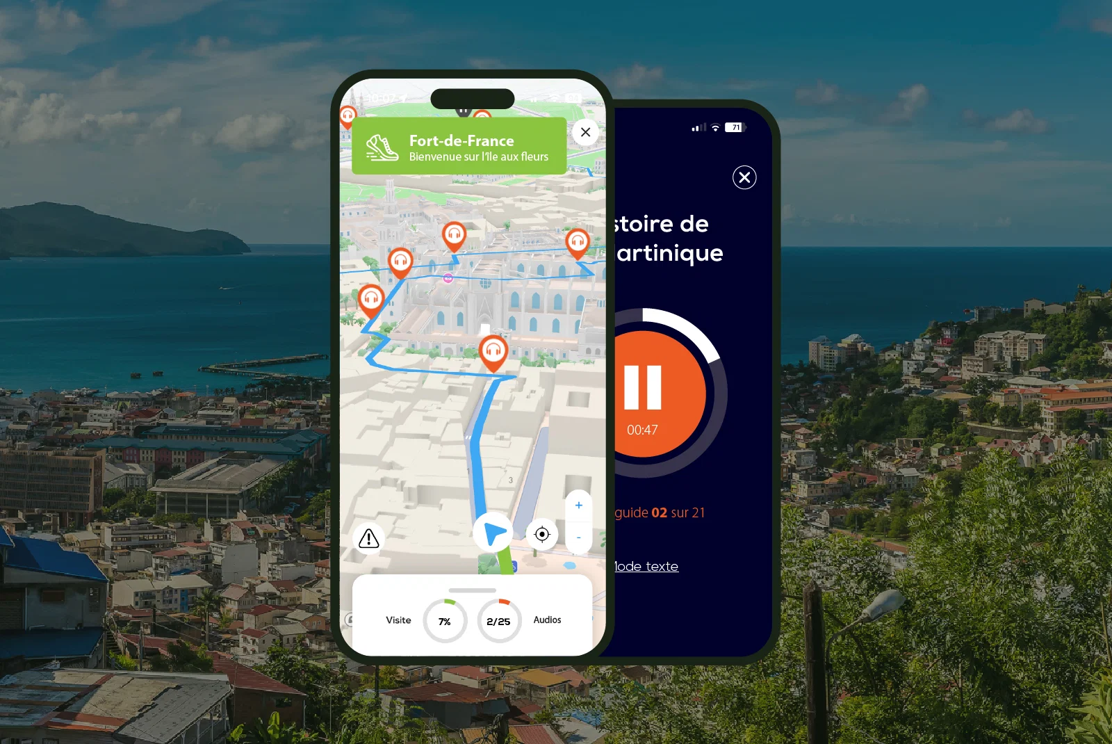 Fort-de-France Visite audioguidée à pied 1h10 et 14 commentaires audios