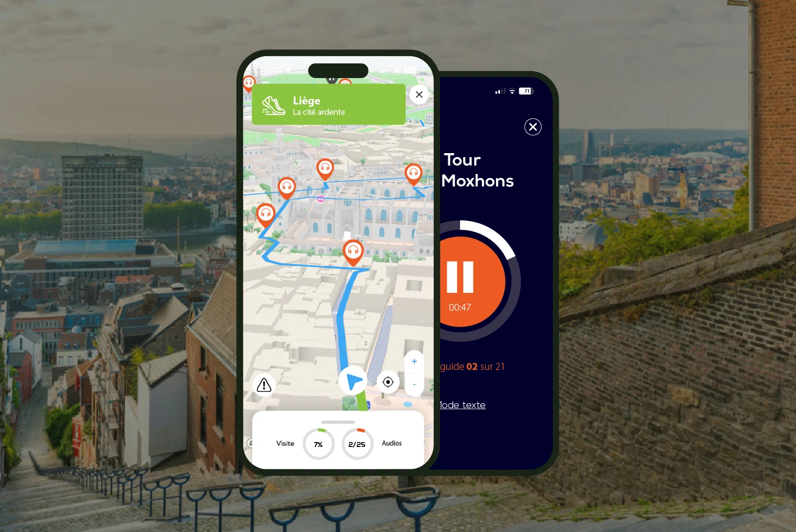 Liège Visite audioguidée à pied 2h00 et 24 commentaires audios