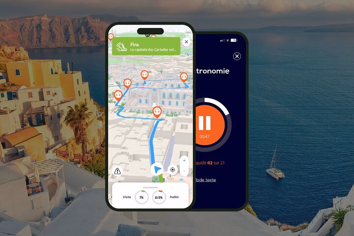 Fira Visite audioguidée à pied 1h00 et 16 commentaires audios