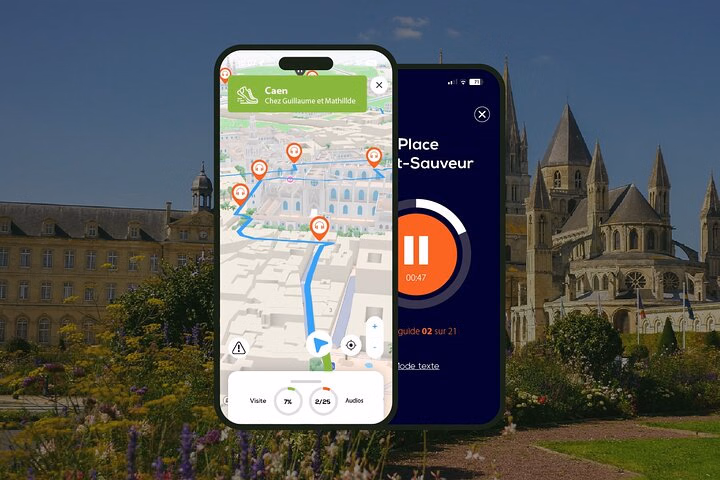 Caen Visite audioguidée à pied 1h50 et 22 commentaires audios