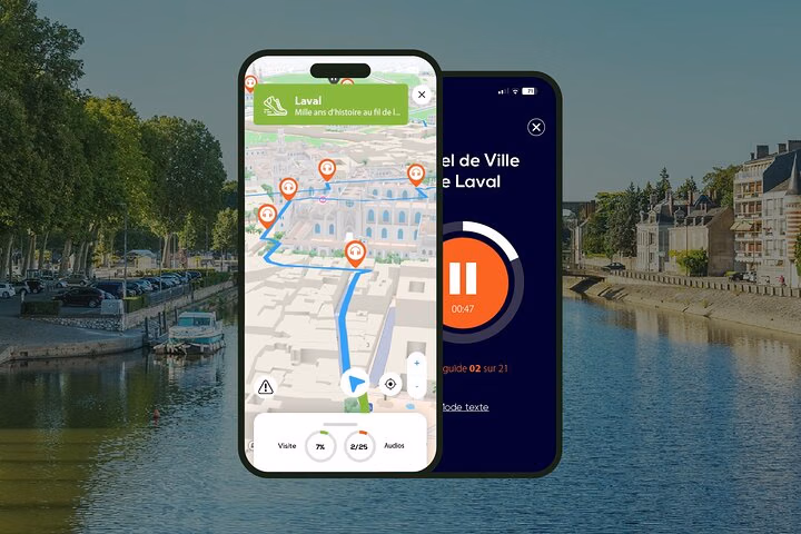 Laval Visite audioguidée à pied 1h15 et 17 commentaires audios