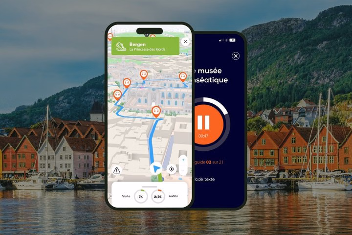 Bergen Visite audioguidée à pied 3h30 et 24 commentaires audios