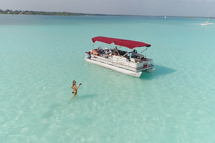 Bacalar Seven Color Lagoon Small-Group Pontoon Boat Ride