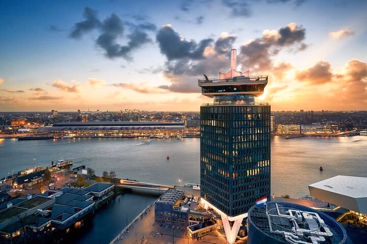 Adam Lookout Amsterdam with drinks and Eye Filmmuseum Ticket
